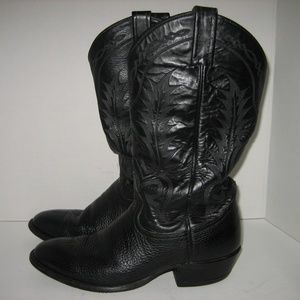 TONY LAMA 6904 Pebbled Black Western Boots, 8 EE